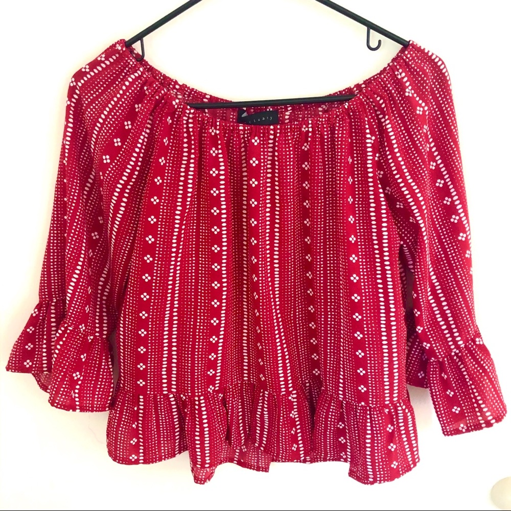 Off the shoulder blouse with bell sleeves